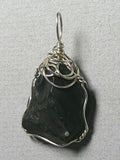 Raw Apache Tear Pendant Wire Wrapped .925 Sterling Silver - Jemel