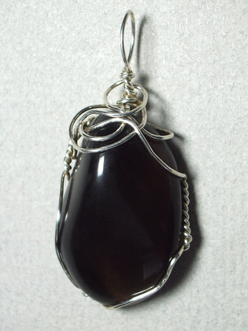 Apache Tear Pendant Wire Wrapped .925 Sterling Silver - Jemel