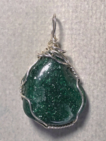 Aventurine Pendant Wire Wrapped .925 Sterling Silver - Jemel