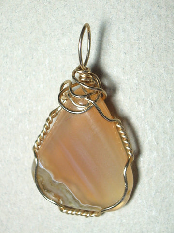 Banded Opal Pendant Wire Wrapped 14/20 Gold Filled - Jemel