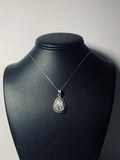 Green Beryl Cabochon in .999 Fine Silver Bezel Pendant display - Jemel 