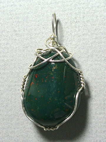 Bloodstone Pendant Wire Wrapped .925 Sterling Silver - Jemel