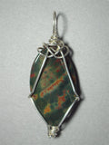 Bloodstone Bead Pendant Wire Wrapped .925 Sterling Silver