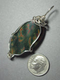 Bloodstone Bead Pendant Wire Wrapped .925 Sterling Silver