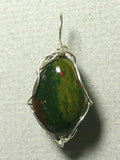 Bloodstone Bead Pendant Wire Wrapped .925 Sterling Silver - Jemel