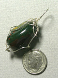 Bloodstone Bead Pendant Wire Wrapped .925 Sterling Silver - Jemel