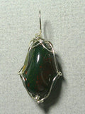 Bloodstone Bead Pendant Wire Wrapped .925 Sterling Silver - Jemel