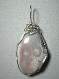 Pink Botswana Agate Stone Pendant Wire Wrapped .925 Sterling Silver