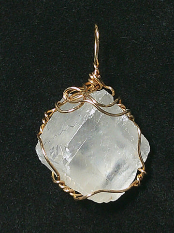 Calcite Crystal Pendant Wire Wrapped Bronze - Jemel