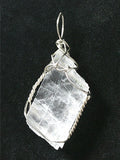 Calcite Crystal Pendant, Optical Calcite (Iceland Spar) Wire Wrapped .925 Sterling Silver