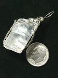 Calcite Crystal Pendant, Optical Calcite (Iceland Spar) Wire Wrapped .925 Sterling Silver