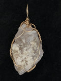 Druzy Quartz Chalcedony Freeform Pendant Wire Wrapped 14/20 Gold Filled