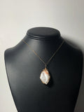Druzy Quartz Chalcedony Freeform Pendant Wire Wrapped14/20 Gold Filled display - Jemel
