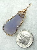 Blue Chalcedony Pendant Wire Wrapped 14/20 Gold Filled