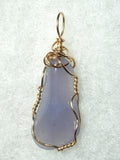 Blue Chalcedony Pendant Wire Wrapped .925 Sterling Silver - Jemel