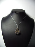 Raw Chalcopyrite Pendant in Copper-Ironstone Matrix Wire Wrapped .925 Sterling Silver display - Jemel