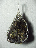 Raw Chalcopyrite Pendant in Copper-Ironstone Matrix Wire Wrapped .925 Sterling Silver - Jemel