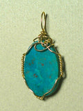 Chrysocolla Cuprite Cabochon Pendant Wire Wrapped 14K/20 Gold Filled - Jemel