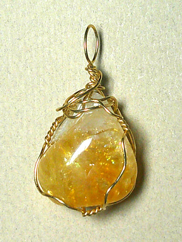 Citrine Pendant Wire Wrapped 14/20 Gold Filled - Jemel