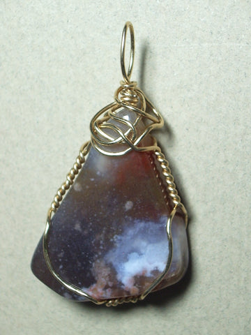 Dark Cloud Agate Pendant Wire Wrapped 14K/20 Gold Filled - Jemel