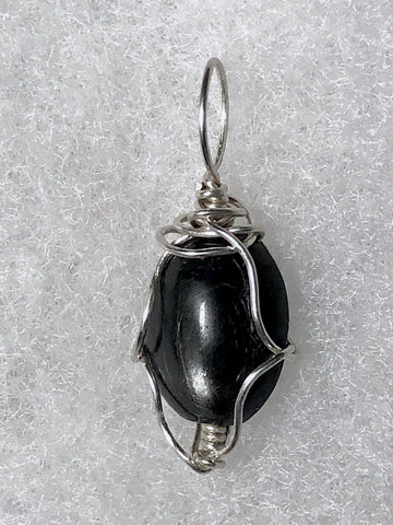 Black Star Diopside Bead Pendant Wire Wrapped .925 Sterling Silver - Jemel