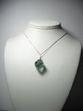 Fluorite Octahedron Crystal Pendant Wire Wrapped .925 Sterling Silver display - Jemel