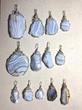 Custom Order for David - 11 Blue Lace Agate, 2 Blue Chalcedony Sterling Silver and Gold Filled Wire