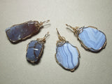 Group 2 Blue Lace Agate, Blue Chalcedony SS and GF Pendants - Custom Order David