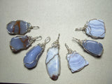 Group 2 Blue Lace Agate, Blue Chalcedony SS and GF Pendants - Custom Order David