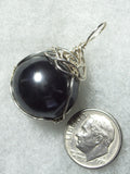 Hematite Ball, Sphere, or Marble Pendant Wire Wrapped .925 Sterling Silver