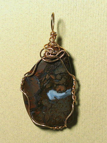 Hematite Jasper Pendant Wire Wrapped Bronze - Jemel