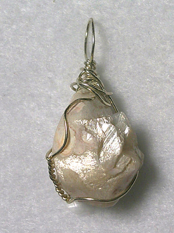 Heulandite Crystal Pendant Wire Wrapped .925 Sterling Silver - Jemel