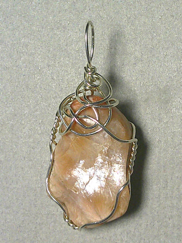 Heulandite Mordenite Pendant Wire Wrapped .925 Sterling Silver - Jemel