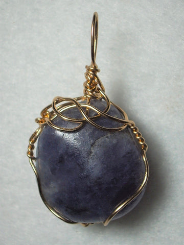 Iolite Pendant Wire Wrapped 14K Gold Filled