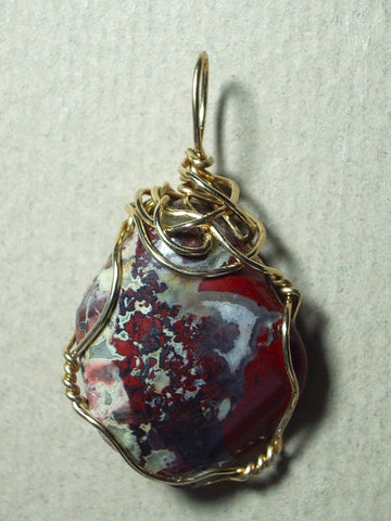 Brecciated Jasper Pendant Wire Wrapped 14/20 Gold Filled - Jemel