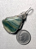 Larsonite Jasper Petrified Bog Wood Pendant Wire Wrapped .925 Sterling Silver