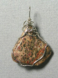 Leopardskin Jasper Stone Pendant Wire Wrapped .925 Sterling Silver - Jemel