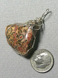Leopardskin Jasper Stone Pendant Wire Wrapped .925 Sterling Silver - Jemel