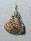 Leopardskin Jasper Stone Pendant Wire Wrapped .925 Sterling Silver - Jemel
