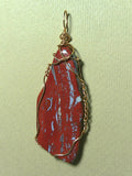 Red Jasper Pendant Wire Wrapped Bronze