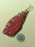 Red Jasper Pendant Wire Wrapped Bronze