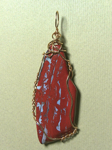 Red Jasper Pendant Wire Wrapped Bronze - Jemel