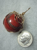 Red Jasper Ball, Sphere , Marble Pendant Wire Wrapped 14/20 Gold Filled
