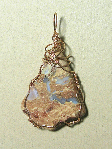 Rock Art Jasper Pendant Wire Wrapped Bronze - Jemel