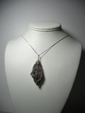 Black Kyanite Crystal Pendant Wire Wrapped .925 Sterling Silver display - Jemel