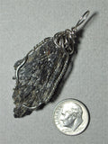 Black Kyanite Crystal Pendant Wire Wrapped .925 Sterling Silver