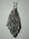 Black Kyanite Crystal Pendant Wire Wrapped .925 Sterling Silver - Jemel