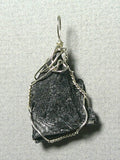 Black Kyanite Crystal Pendant Wire Wrapped .925 Sterling Silver