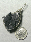 Black Kyanite Crystal Pendant Wire Wrapped .925 Sterling Silver