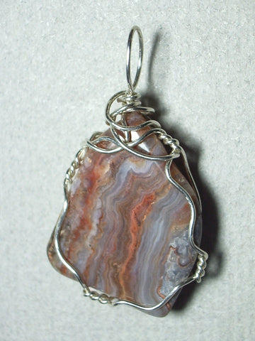 Lace Agate Pendant Wire Wrapped .925 Sterling Silver - Jemel